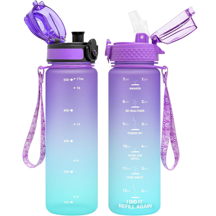 BowLift | Reusable Tritan plastic water bottle with straw & chug lids