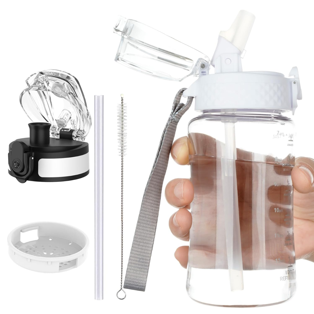 BowLift | Reusable Tritan plastic water bottle with straw & chug lids