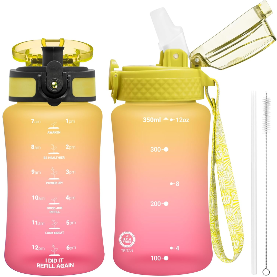 BowLift | Reusable Tritan plastic water bottle with straw & chug lids