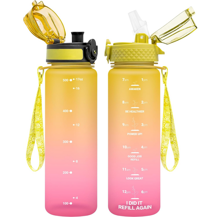 BowLift | Reusable Tritan plastic water bottle with straw & chug lids