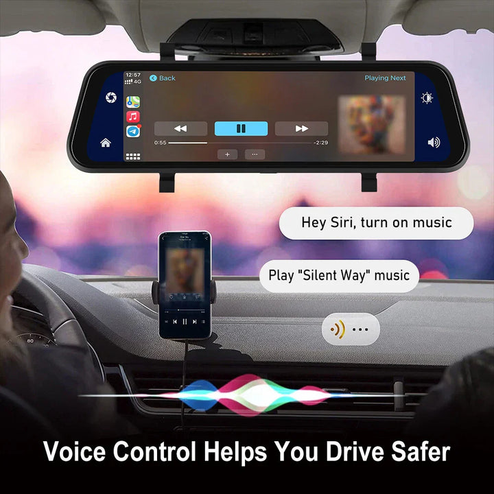BowLift | Rearview Mirror Dash Cam 4K Front & Rear | CarPlay & Smart Driving Assistant
