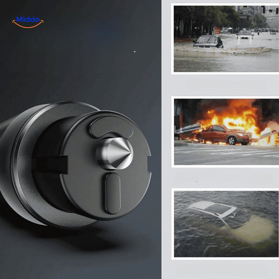 BowLift | Élégance | 2-in-1 Emergency Tool | Window Breaker - Seat Belt Cutter - Compact