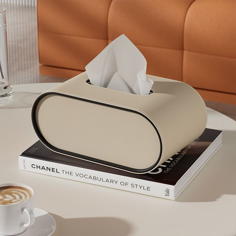 TissuLuxe Oval – Leather Kleenex Box Cover for Living Room, Car & Office | Bowlift