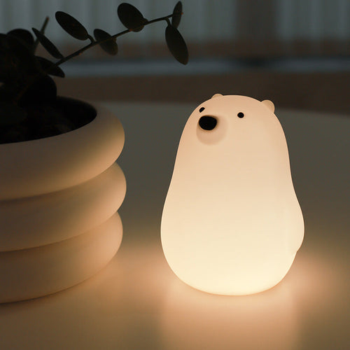 BowLift | Squeezeable Silicone White Bear LED Night Light - Perfect Gift for Kids and Girls