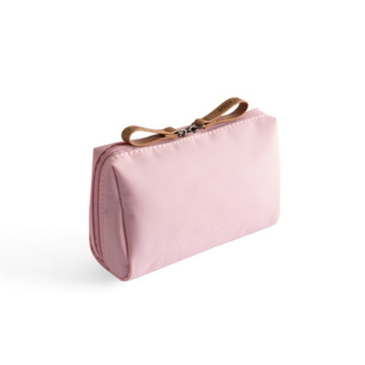 Solid color cosmetic bag with double zipper | Bowlift