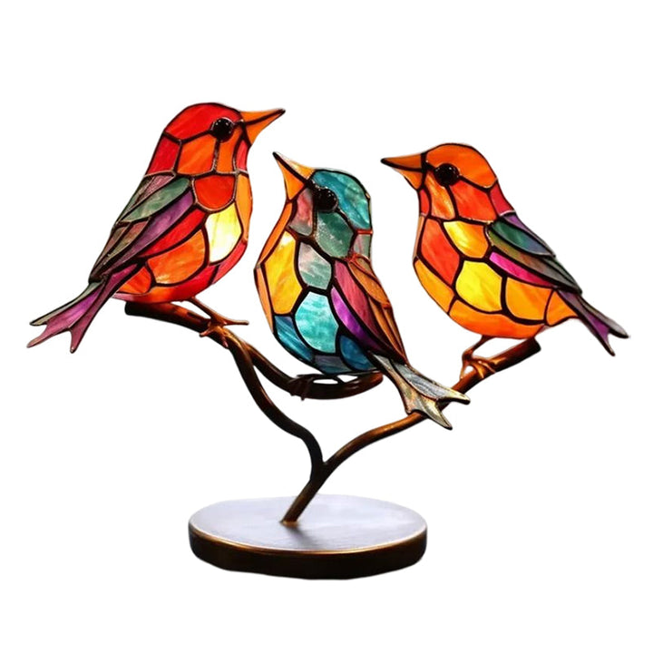Birds on Branches Stained Acrylic Ornaments, Double Sided Multicolor Style | Bowlift
