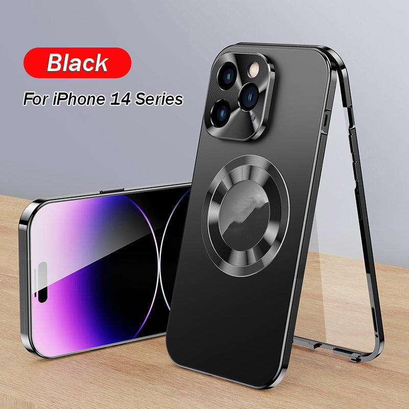 Double-sided magnetic phone case with galvanized glass Bowlift