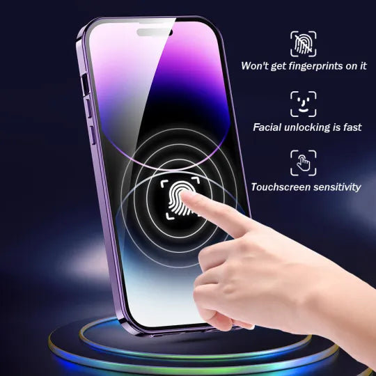 Double-sided magnetic phone case with galvanized glass Bowlift
