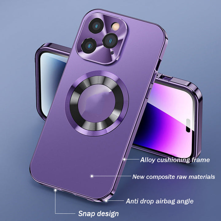 Double-sided magnetic phone case with galvanized glass Bowlift