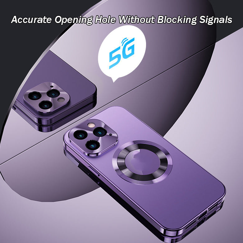 Double-sided magnetic phone case with galvanized glass Bowlift