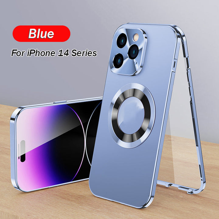 Double-sided magnetic phone case with galvanized glass Bowlift
