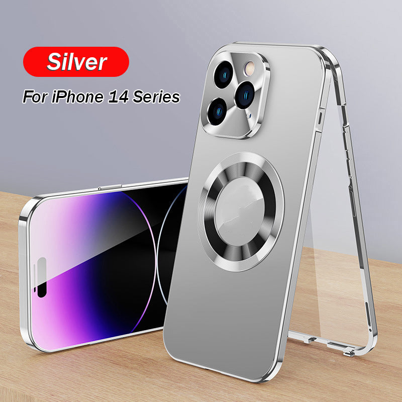 Double-sided magnetic phone case with galvanized glass Bowlift