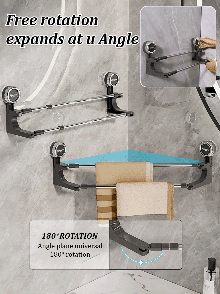 BowLift | AquaElegance Suction Cup Double Towel Holder | Effortlessly stylish towel storage with secure suction technology for a tidy bathroom