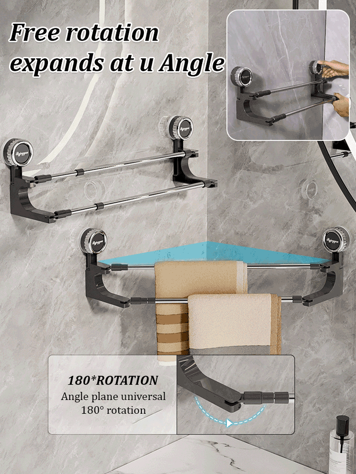 BowLift | AquaElegance Suction Cup Double Towel Holder | Effortlessly stylish towel storage with secure suction technology for a tidy bathroom