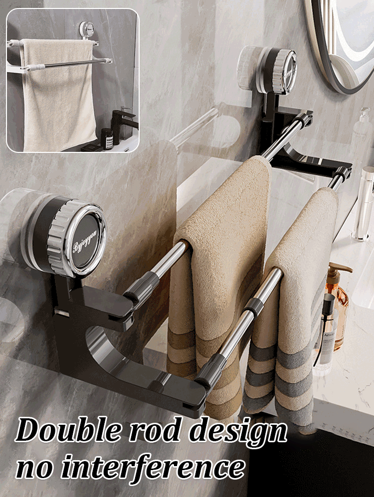 BowLift | AquaElegance Suction Cup Double Towel Holder | Effortlessly stylish towel storage with secure suction technology for a tidy bathroom