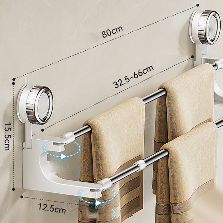 BowLift | AquaElegance Suction Cup Double Towel Holder | Effortlessly stylish towel storage with secure suction technology for a tidy bathroom