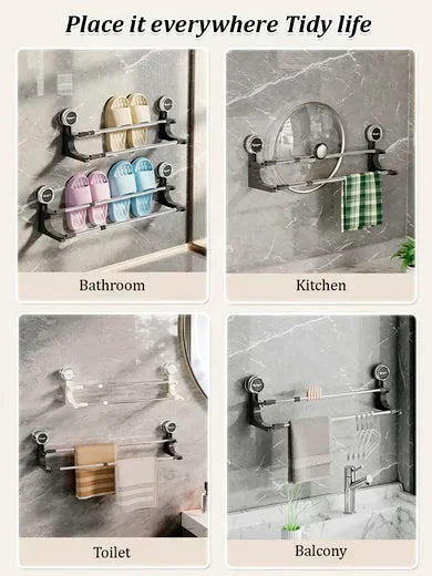 BowLift | AquaElegance Suction Cup Double Towel Holder | Effortlessly stylish towel storage with secure suction technology for a tidy bathroom