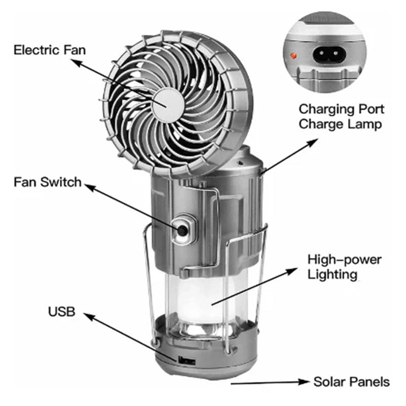 BowLift | LuxeSolar Aventura 2 in 1 | Solar light and portable fan for outdoor adventures