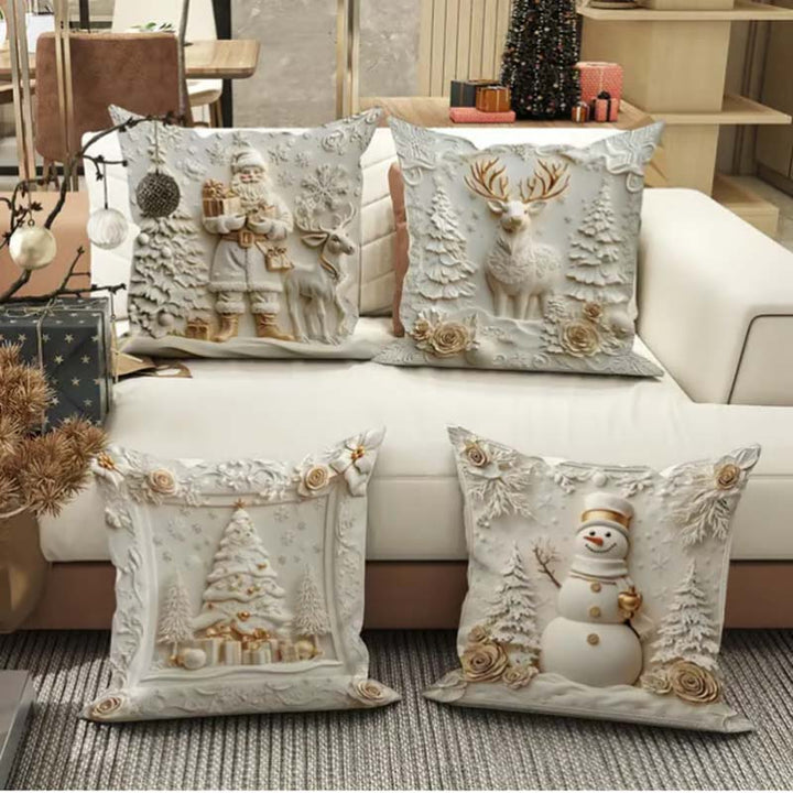 BowLift | CozyKerst 4-piece cushion cover set – warm holiday decoration for home and living room