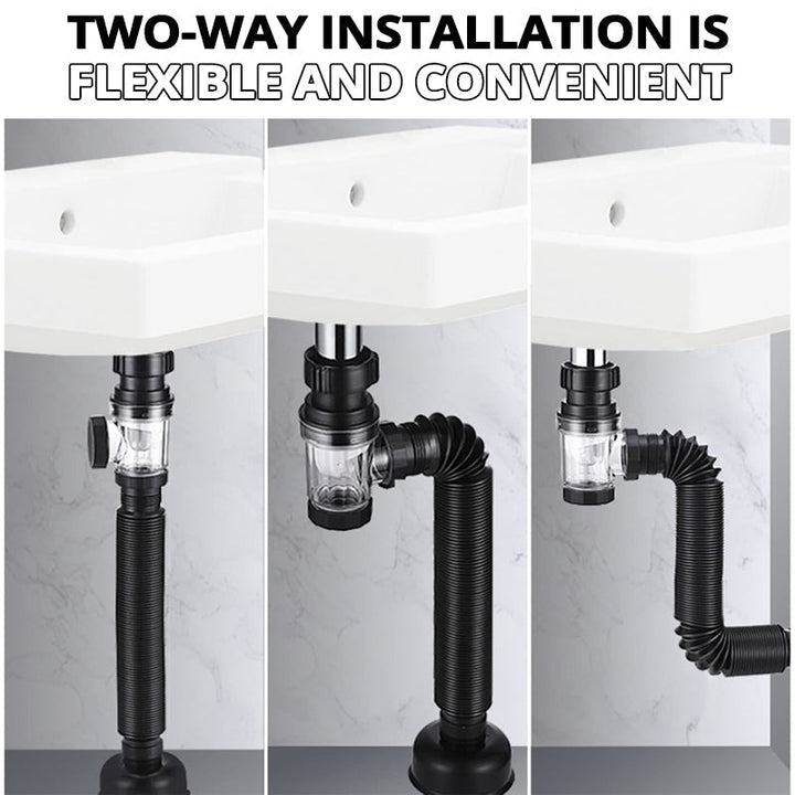 Telescope drain pipe with odor trap | Bowlift