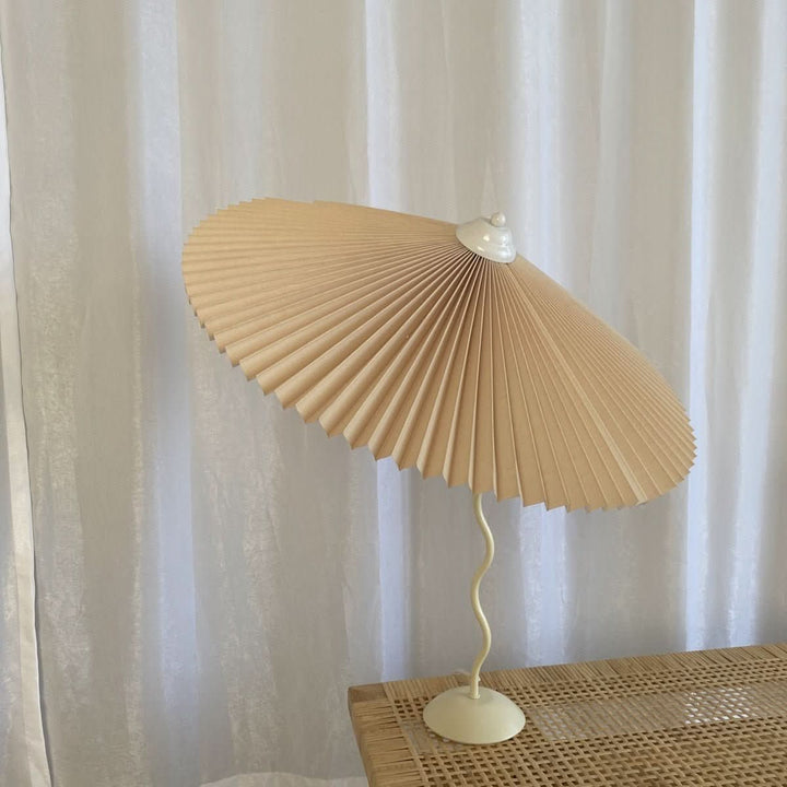 BowLift | Squiggle Umbrella Table Lamp – Modern Twirl Design with Chrome Finish