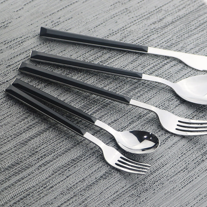 Stainless Steel Dinnerware Set Imitation Wood Marble Handle Set | Bowlift