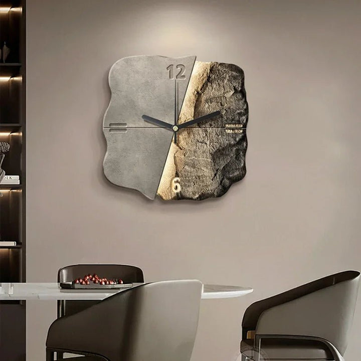 BowLift | StoneAura – Modern Sandstone-Effect Wall Clock with Silent Quartz