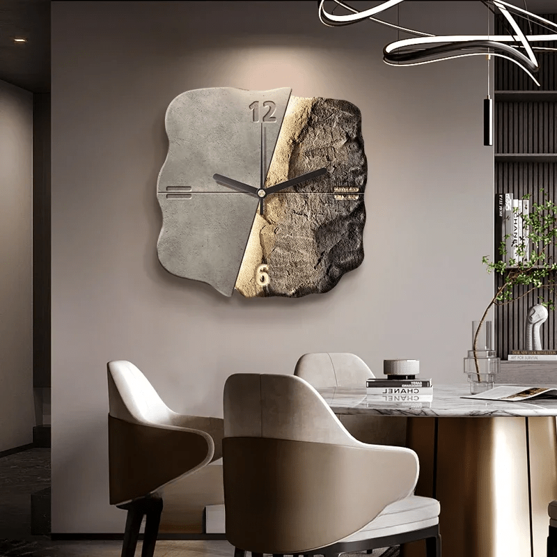 BowLift | StoneAura – Modern Sandstone-Effect Wall Clock with Silent Quartz