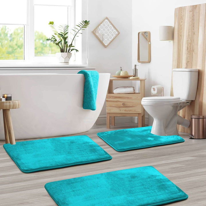 BowLift | Velvet Memory Foam Bath Mat Set – Non-Slip & Quick-Dry (3 Pieces)