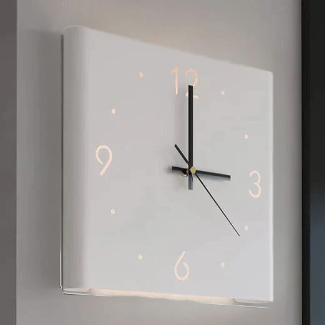BowLift | TimeLume Double-Sided Square Wall Clock with Lighting