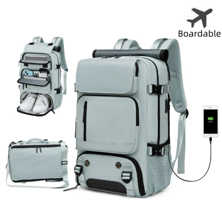 BowLift | TRAVELMAX Pack – Waterproof Travel Backpack with USB Port, Shoe Compartment & Anti-Theft Pocket