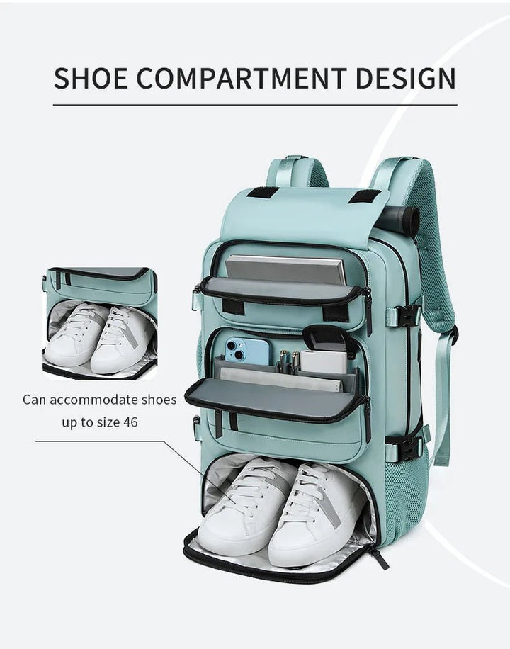 BowLift | TRAVELMAX Pack – Waterproof Travel Backpack with USB Port, Shoe Compartment & Anti-Theft Pocket
