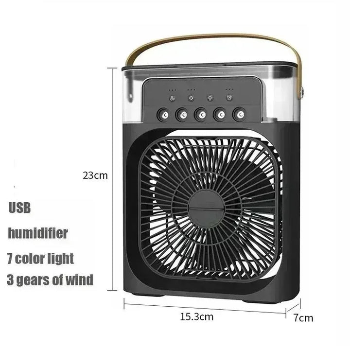 3-in-1 Portable Air Cooler with LED Lights – USB-Powered Desktop Fan, Humidifier & Night Light | Bowlift