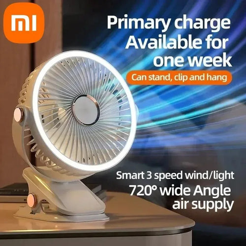 8000mAh Clip-on Fan 3 Speed Quiet Rechargeable Desktop Portable Air Circulator Wireless Fan | Bowlift