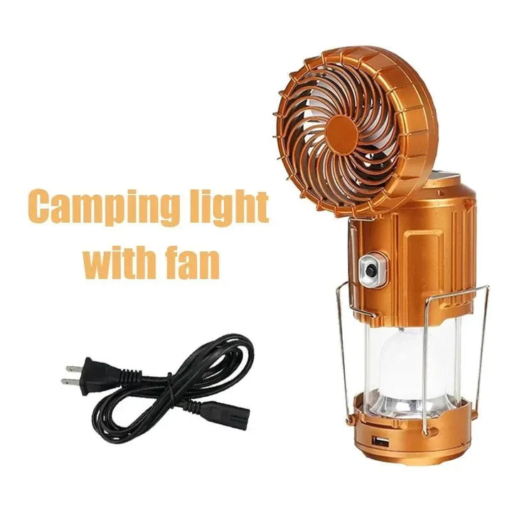 Multifunctional Led Camping Light Rechargeable Camping Lamp Solar Power Charging Portable Fan Lantern Emergency Outdoor Lighting | Bowlift