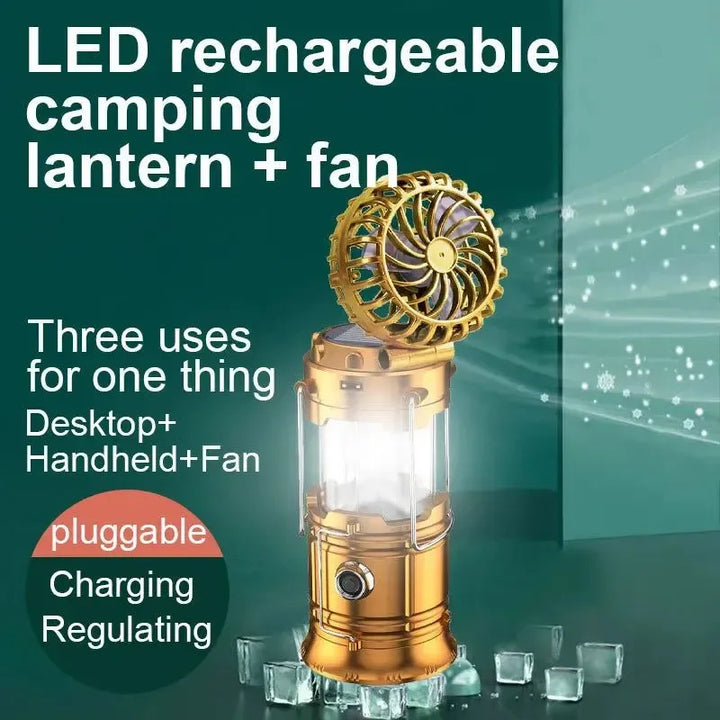 Multifunctional Led Camping Light Rechargeable Camping Lamp Solar Power Charging Portable Fan Lantern Emergency Outdoor Lighting | Bowlift