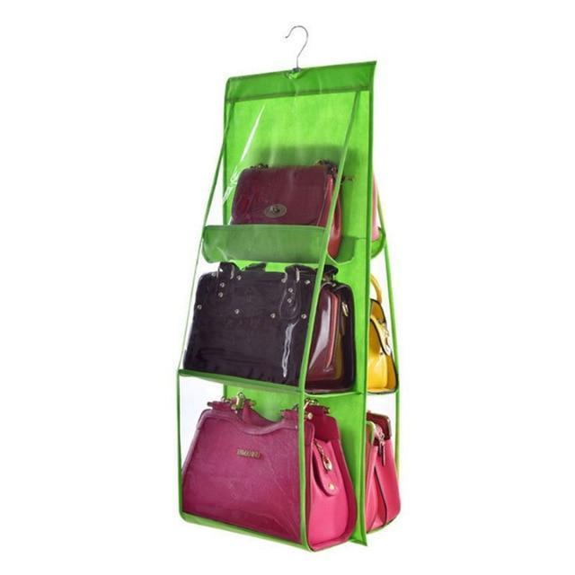 Hanging Handbag Organizer with 6 Clear Pockets and Double-Sided Design