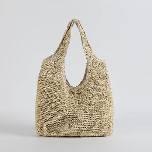 BowLift | Women Straw Tote Bag Beige One Size Bohemian Beach Bag