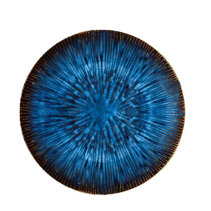 Western Style Ceramic Dish Deep Blue Pasta Plate Kitchen Tableware | Bowlift