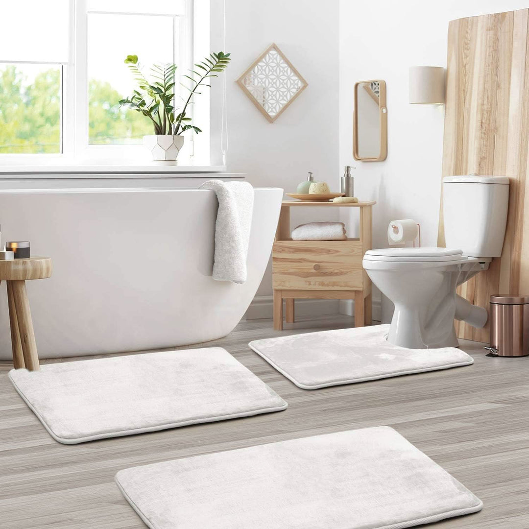 BowLift | Velvet Memory Foam Bath Mat Set – Non-Slip & Quick-Dry (3 Pieces)