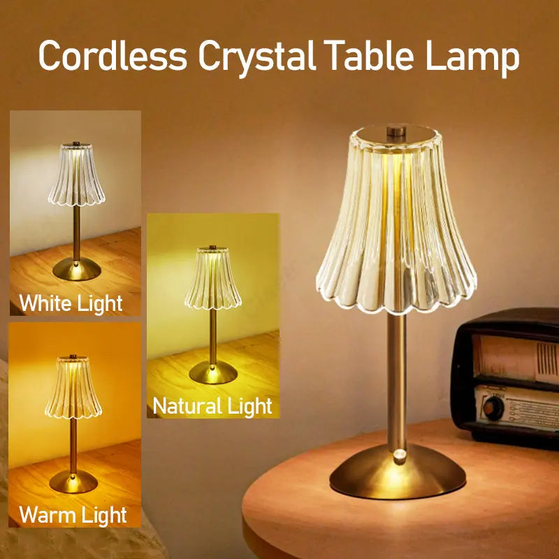 BowLift | Wireless Table Lamp with Crystal Decor and Dimmable Lighting - GlamLight