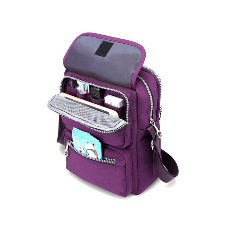 Women’s Waterproof Nylon Crossbody Shoulder Bag with 6 Pockets
