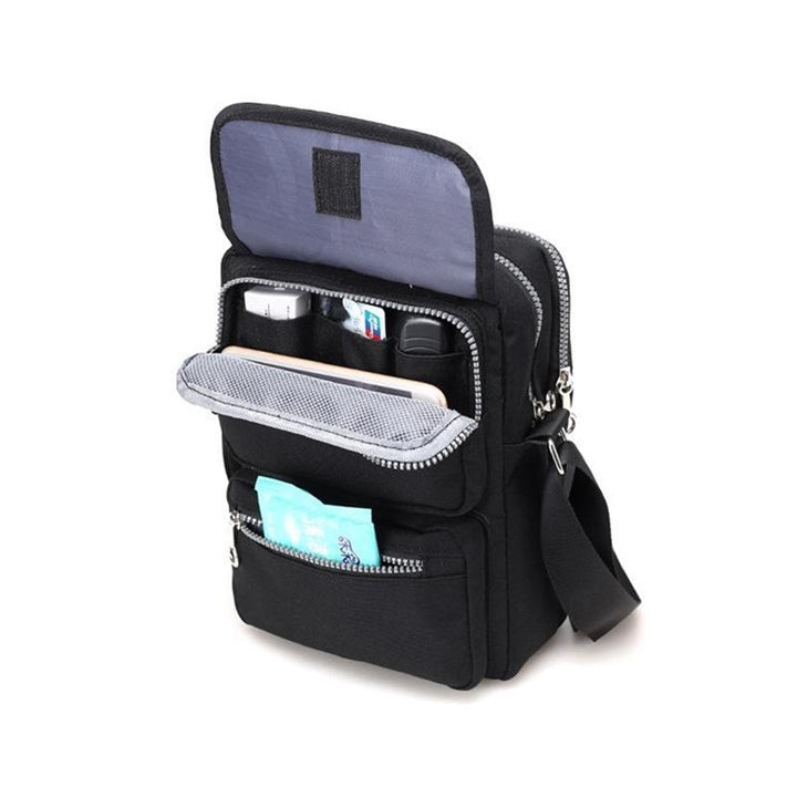 Women’s Waterproof Nylon Crossbody Shoulder Bag with 6 Pockets