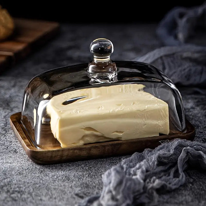 BowLift | Wooden and Glass Butter Dish - ButterElegance