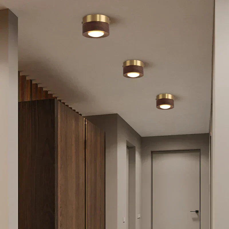 BowLift | WoodenGlow - Walnut Ceiling Lamp with LED Spotlight