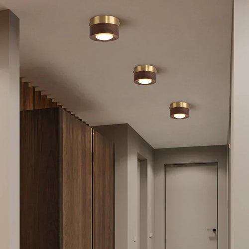 BowLift | WoodenGlow - Walnut Ceiling Lamp with LED Spotlight